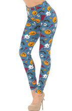 Load image into Gallery viewer, Adult soft steel blue Halloween leggings
