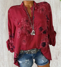 Load image into Gallery viewer, Button up floral blouse with 3/4 sleeve option.
