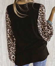 Load image into Gallery viewer, Long oversized leopard print top with bishop sleeve
