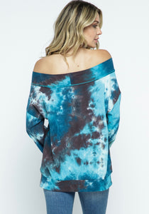 Tie Dye French Terry off shoulder sweatshirt