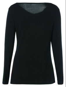 Lightweight colorblock top with cowl neck