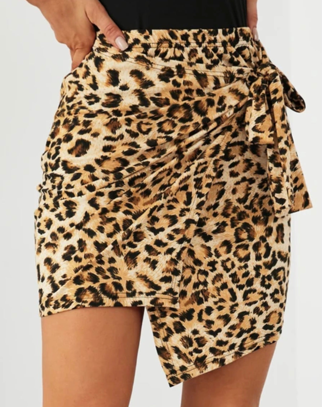 Animal print tie up design mini skirt