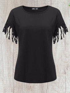 Short sleeve tee with tassels