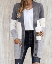 Load image into Gallery viewer, Button up acrylic knit cardigan with pockets
