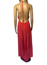 Load image into Gallery viewer, Coral open back maxi dress with tie up back
