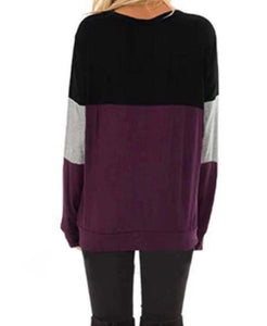 Cut out color block long sleeve sweater
