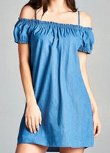 Load image into Gallery viewer, Denim dress with spaghetti straps
