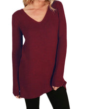 Load image into Gallery viewer, Lace-up back v-neck acrylic sweater
