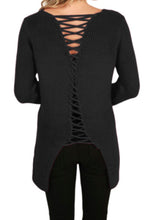 Load image into Gallery viewer, Lace-up back v-neck acrylic sweater
