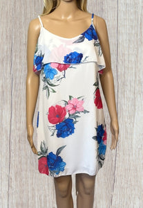 White floral cold shoulder dress
