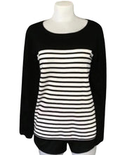 Load image into Gallery viewer, Black striped sweater with round neckline
