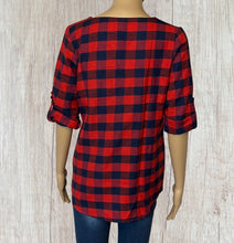 Load image into Gallery viewer, Red plaid shirt with 1/2 zipper
