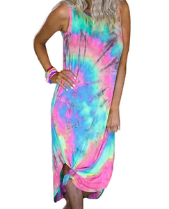 Sleeveless tie-dye maxi dress