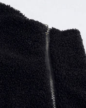 Load image into Gallery viewer, Black wrap design turtleneck teddy sweater

