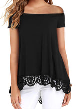Load image into Gallery viewer, Off shoulder lace trim blouse
