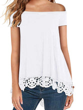 Load image into Gallery viewer, Off shoulder lace trim blouse
