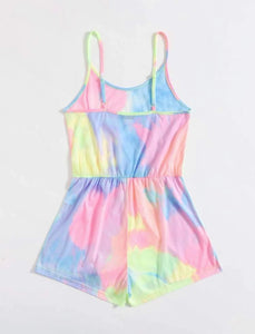 Multi color cami tie-dye romper