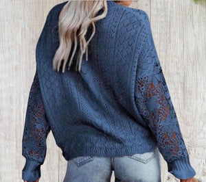 Crochet lace knit sweater