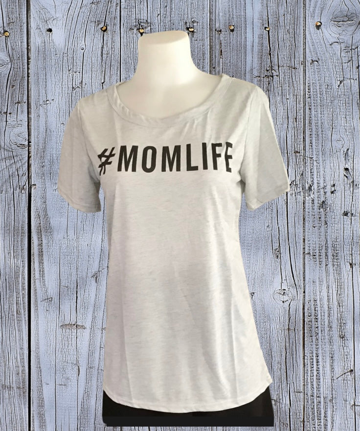 #Momlife light grey tee