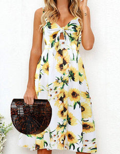 White sunflower knotted dress