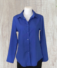 Load image into Gallery viewer, Royal blue long sleeve button up blouse
