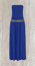 Load image into Gallery viewer, Strapless tube maxi dress with tribal print trim
