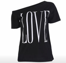 Load image into Gallery viewer, Off one shoulder LOVE tee
