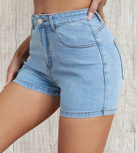 Light wash denim shorts