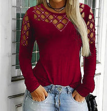 Load image into Gallery viewer, Long sleeve hollow out chest and sleeves top with sequins
