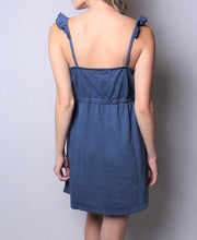 Load image into Gallery viewer, Cute little blue summer dress with ruffle straps
