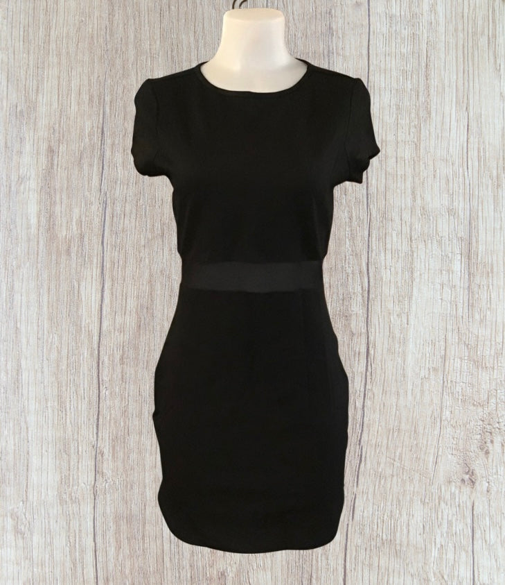 Black bodycon dress with mesh insert waist