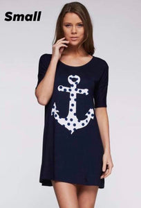 Long nightshirt with polka dot anchor