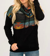 Load image into Gallery viewer, Aztec patterned cowl neck pullover with pockets
