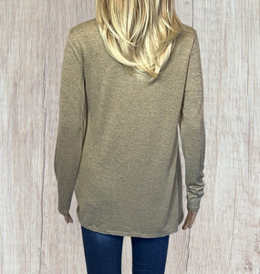 Long sleeve cut out design twisted hem top