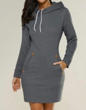 Load image into Gallery viewer, Hooded sweater dress with pockets
