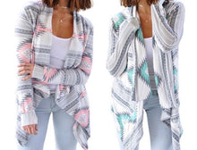 Load image into Gallery viewer, Soft draped front geometric pattern cardigan
