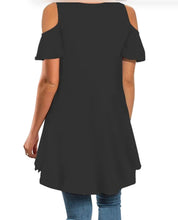 Load image into Gallery viewer, Short sleeve cold shoulder top with lace trim
