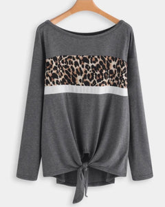 Grey leopard print sweater