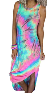 Sleeveless tie-dye maxi dress