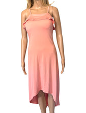 Load image into Gallery viewer, High/low pink dress with ruffle and spaghetti straps
