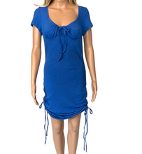 Load image into Gallery viewer, Royal blue midi tie up dress with adjustable length
