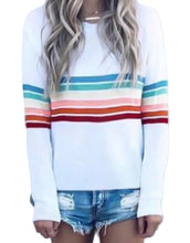 Load image into Gallery viewer, Long sleeve white striped sweater.
