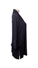 Load image into Gallery viewer, Navy cardigan with bell sleeves and side slits
