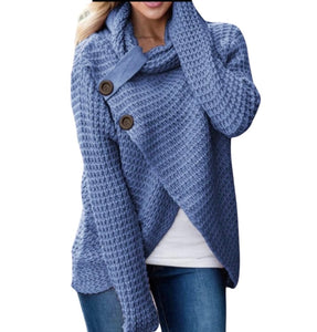 Crossover sweater with 2 decorative buttons
