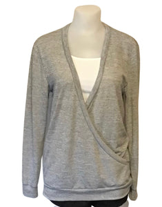 Crossed over front long sleeve lightweight sweater
