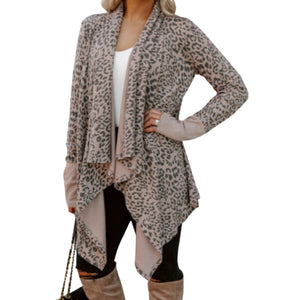 Leopard print draped cardigan