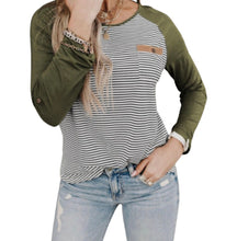 Load image into Gallery viewer, Raglan sleeve striped top with pocket

