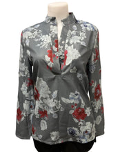 Load image into Gallery viewer, Button up floral blouse with 3/4 sleeve option.
