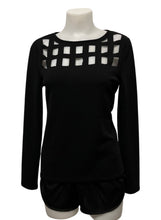 Load image into Gallery viewer, Black sweater with cutout design on front and back
