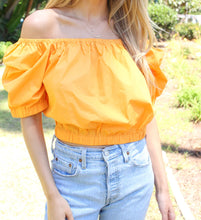 Load image into Gallery viewer, Marigold yellow off the shoulder top
